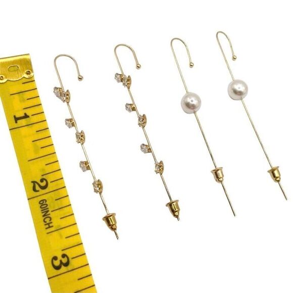 Set of 2 Gold Cubic Zirconia Ear Cuff Earrings - Picture 4 of 6